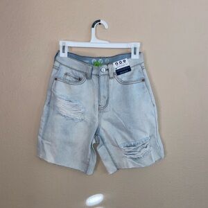 relaxed fit y2k dads shorts Vintage revival high rise white washed denim bottoms